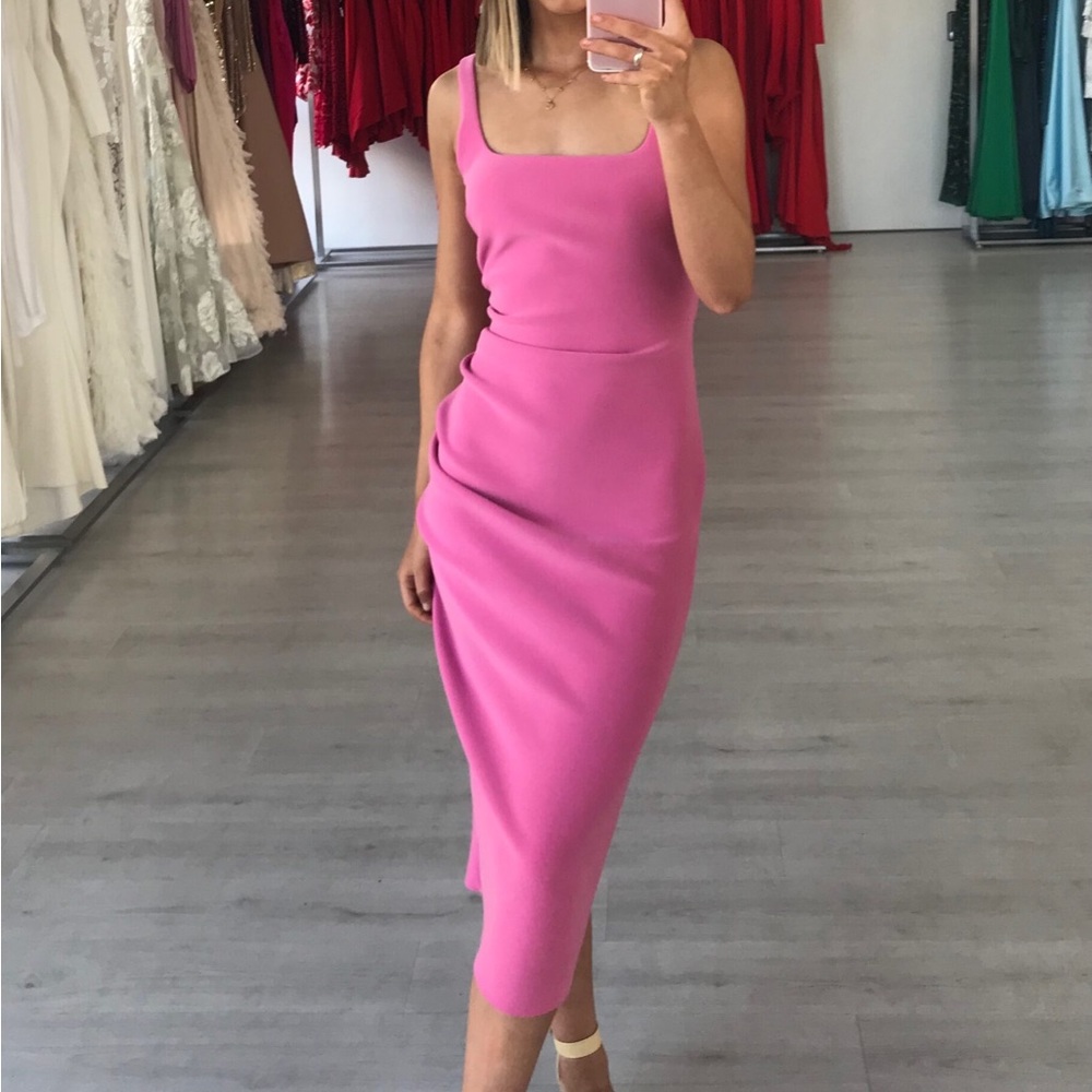 Bec & Bridge Karina Tuck Midi Dress, Pink, 4